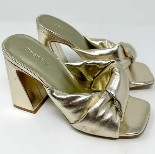 Open Edit Nordstrom Saydee Gold Metallic Puff Sandal Heel, NWOT, Size 5.5