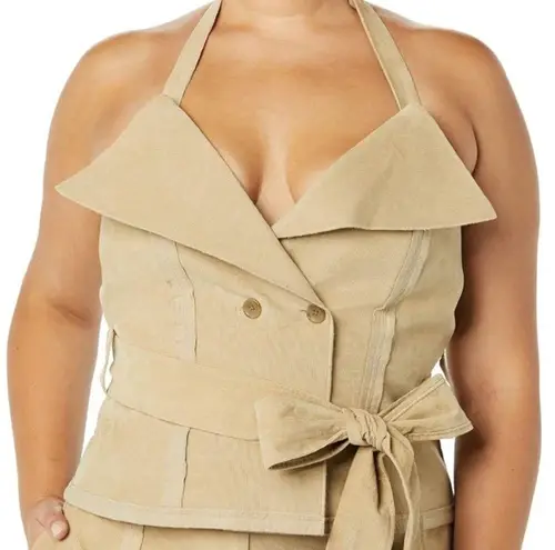 Making the Cut Deconstructed Strapless Corset halter Top size Medium corduroy