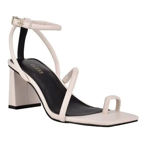 Guess White Strappy Open Toe Block Heels