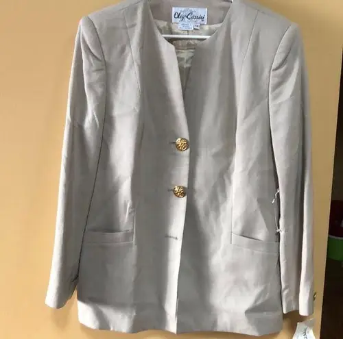 Oleg Cassini Beige Blazer Jacket Size 12