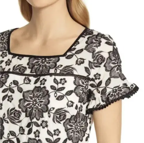 Karl Lagerfeld  Paris Embroidered Eyelet Lace Square Neckline Dress