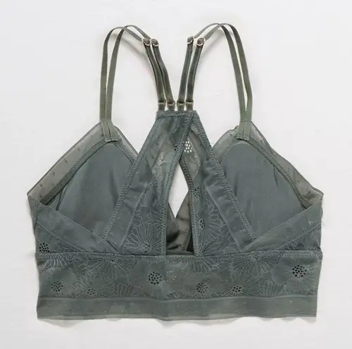 Aerie  Pop Lace Olive Sage Green Padded Bralette Size M