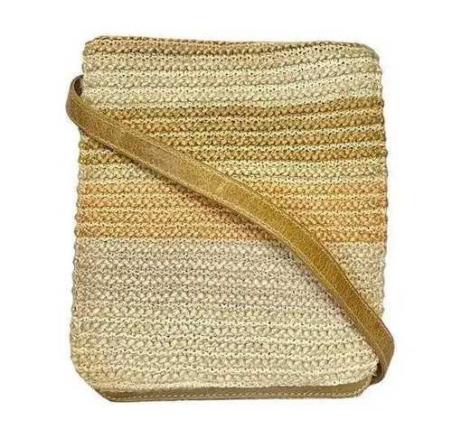 Missoni RARE Vintage Neutral Striped Knit Leather Flap Belt Bag Shoulder Purse