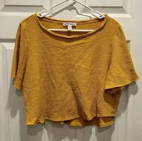 Rachel Hollis Ltd. Yellow Woven Top with Sleeve Detail Women’s Small Cotton