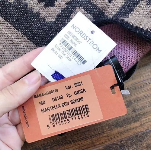 Missoni • Zigzag Wool Scarf Cape vest poncho Italian luxury designer pink tan