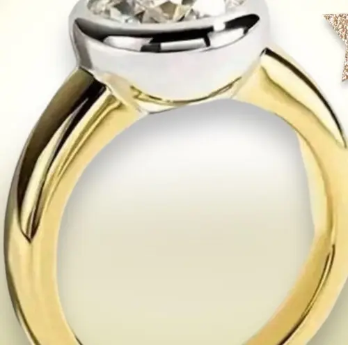 GRA Certified Moissanite 2 Carat Round Solitaire Ring Gold