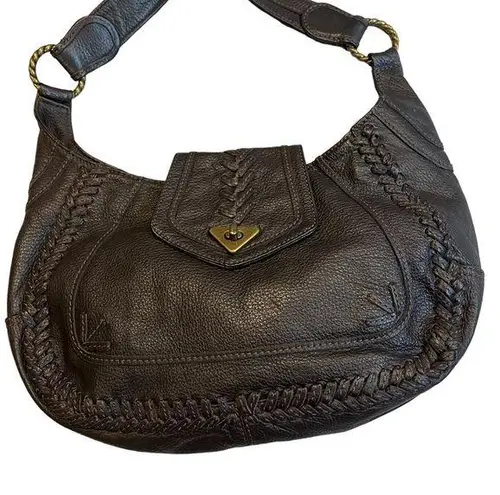 wilson's leather Wilson’s Brown Pebble Leather Hobo Shoulder Bag