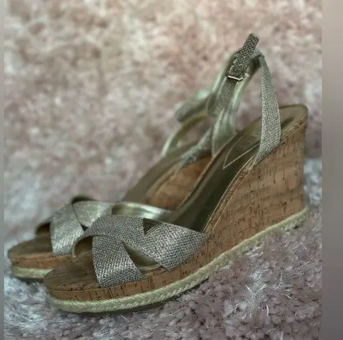 Guess  Metallic Strappy Platform Wedges Womens Size 11