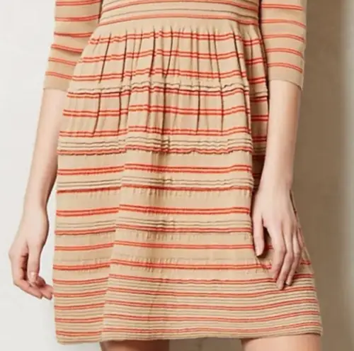 Anthropologie Y2K  Knitted & Knotted Medium Elodie Wool Sweater Dress Tan Orange