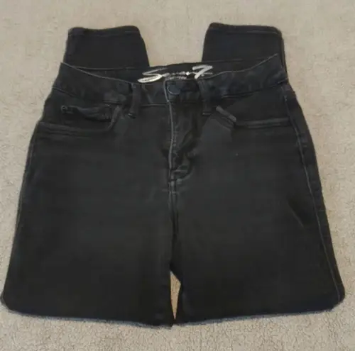 Seven7  Denim Black Jeans High Rise Skinny Crop Slim Fit Denim Size 6 EUC #6471