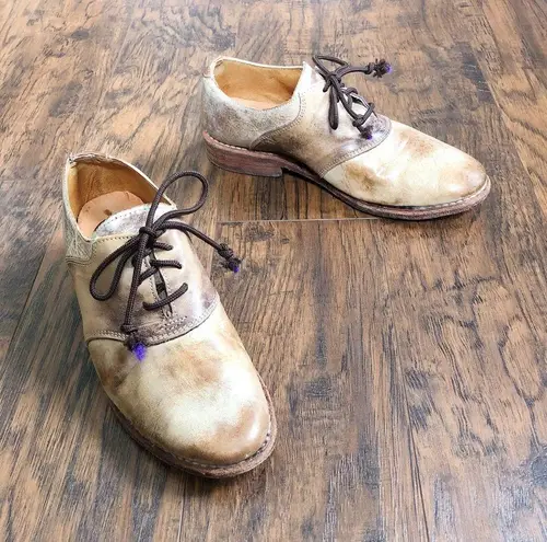 Bed Stu • Fury saddle oxfords tan taupe leather lace up shoes beige