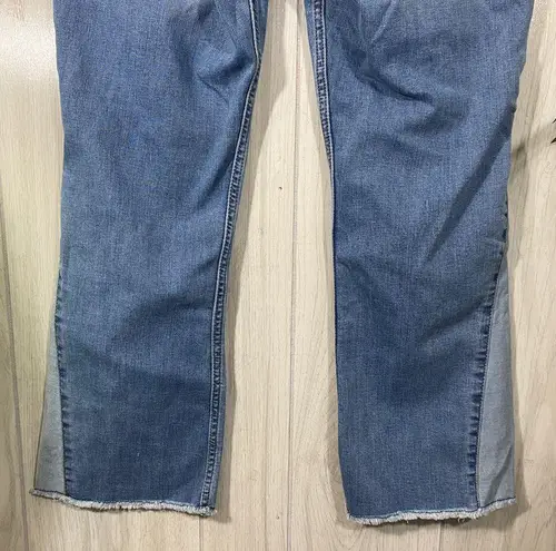 Wrangler  Flared Crop Two Tone Raw Hem Frayed Jeans size 10