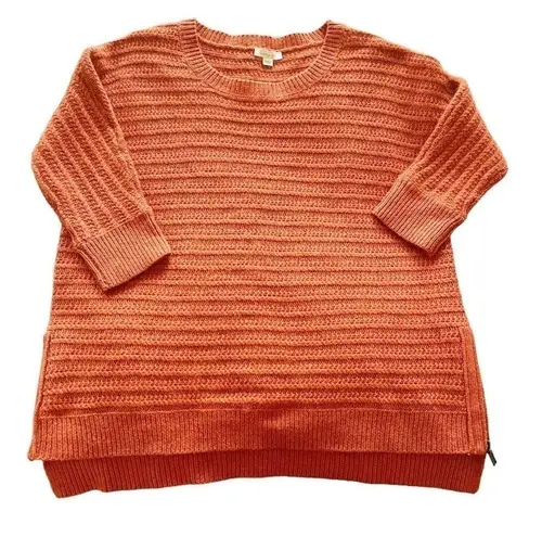 Garnet Hill Red Lambswool Angora Blend Side Zip Sweater Terracotta Orange Small