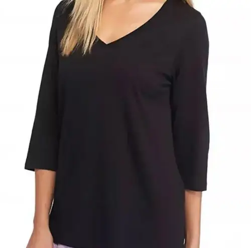 Hue  Sleep Well Temp Tech T-shirt Large Womens Black V-neck