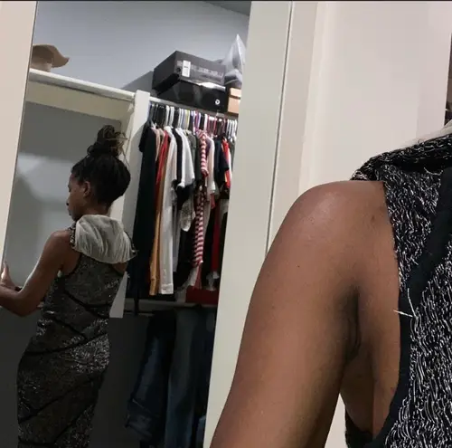 Rachel Roy black and gold one shoulder dress XS