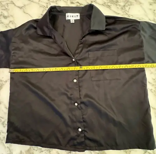 KIKIT Nordstrom Womans Luxurious Long Sleeve Satin Sleep Shirt Pj Size Medium Black