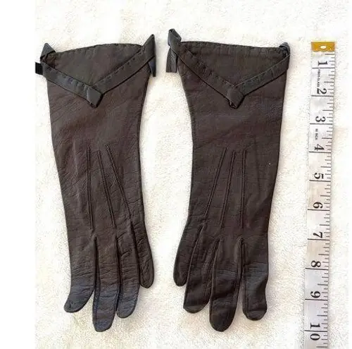 Vintage Real Kid Leather Opera Gloves Made In USA Size 6 3/4 19q Brown