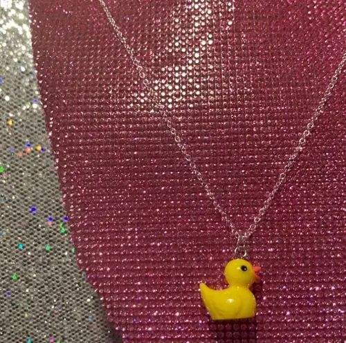 Boutique Kawaii Rubber Duck Sterling Silver 925 Necklace Lolita Egirl yellow jewelry Y2K