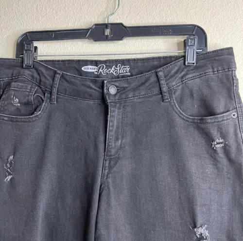 Old Navy  Womens Black Jeans Size 16 The Rock Star Distressed‎ Skinny