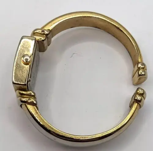 Gossip Mother of Pearl Analog Wristwatch Gold Tone Cuff Vintage Needs Battery