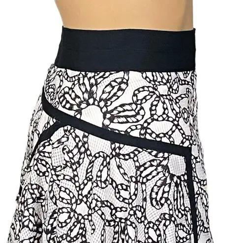 Zac Posen RARE black white pleated A-line skirt grosgrain trim Size 10 EUC