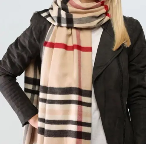 FRAAS Plaid trendy woven scarves made in Germany Tan