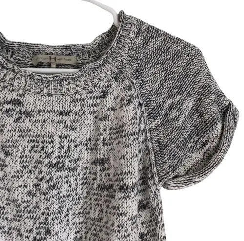 Halston Heritage T-shirt Knit Sweater Short Sleeve Blouse XS Women Grey Cotton
