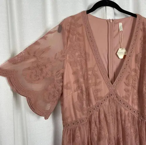 Pinkblush Pink Lace Mesh Overlay Maternity Maxi Dress Sz.1X NWT