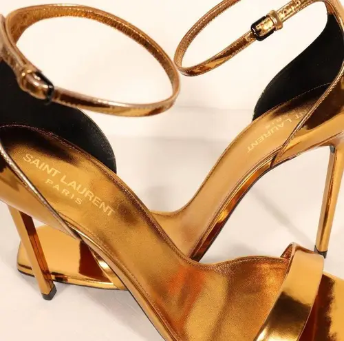 YSL NWT & Box Yves Saint Laurent Strappy Heels in Egypt Gold