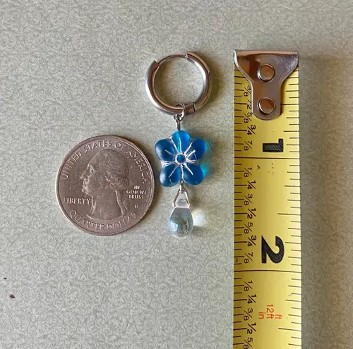 Handmade quality Czech glass beads 2WAY hoop dangle earrings🩵