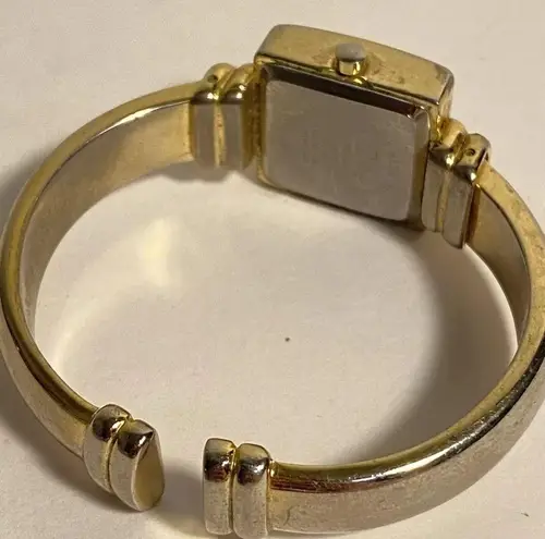 Gossip Mother of Pearl Analog Wristwatch Gold Tone Cuff Vintage Needs Battery