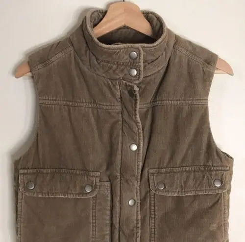 Vintage corduroy puffer zip and button up pullover fall winter vest size small