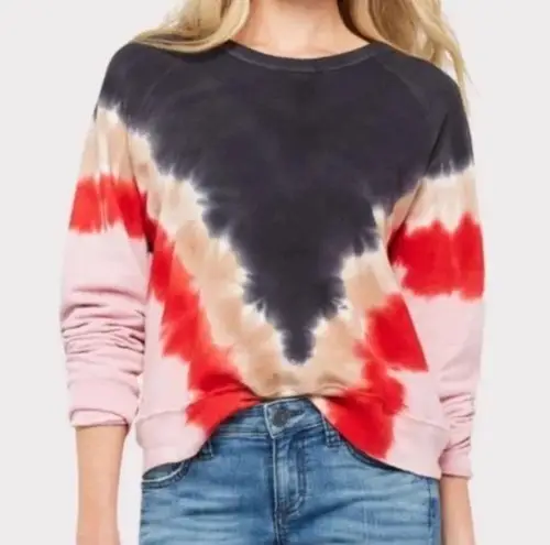 Daydreamer Flying V Tie Dye Varsity Crew Sweatshirt Red Pink Tan Blue Gray Small