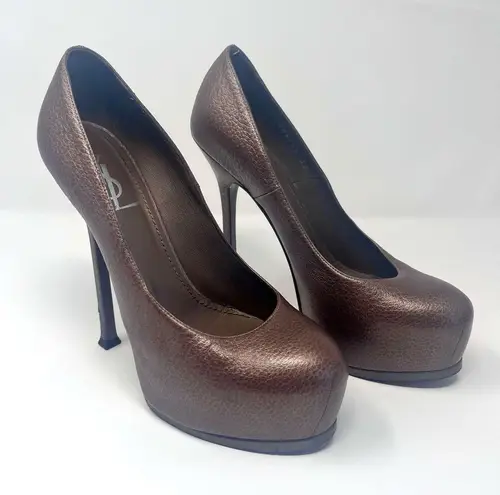 Saint Laurent YSL  Tribtoo Metallic Brown Platform Heels/Pumps Sz. 39 US 8.5