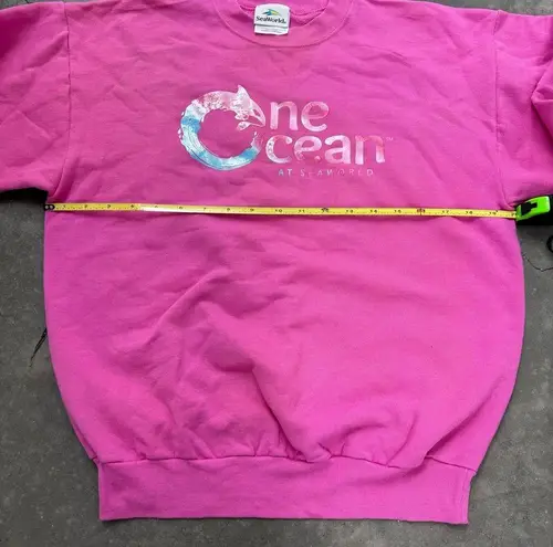 Vintage 90s One Ocean Crewneck Graphic Print Sea World Pullover Sweashirt Pink Size XS