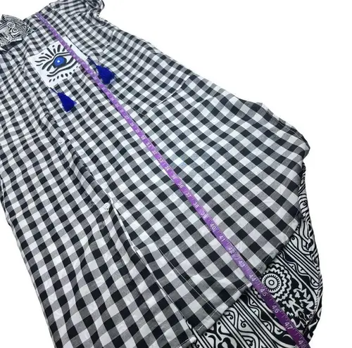 Evil Eye Black & White Gingham Plaid Long Shirt Dress Size undefined