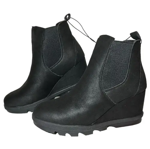 Serra  Ankle Booties Faux Leather Pull On Wedge Boots