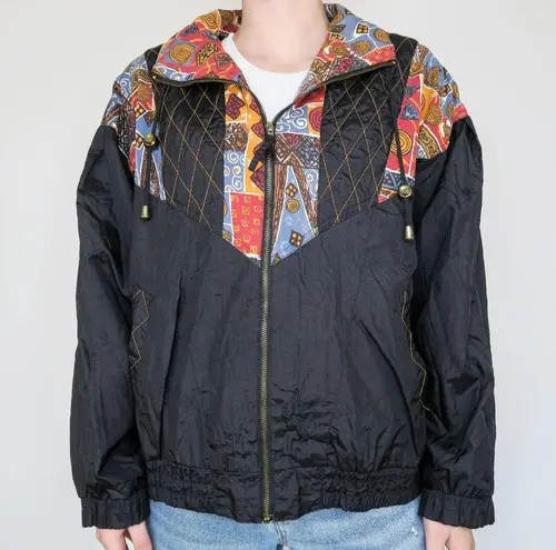 Vintage 80s RE Sport Tribal Windbreaker Bomber Jacket Size M