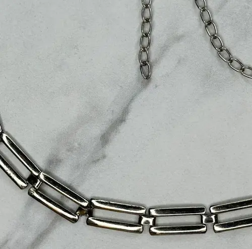 The Bar Skinny Silver Tone Metal Chain Link Belt Size Large L XL