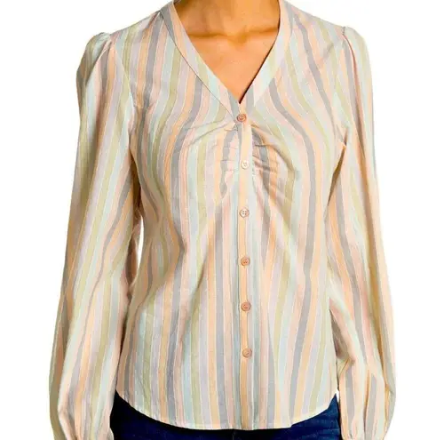 joe's jeans Joe’s Jeans Striped Button Down Blouse NWT Sz XS Cotton Metallic Designer