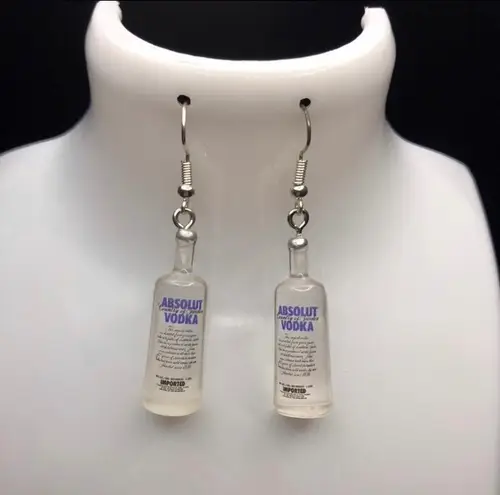 Handmade Absolute Vodka Bottle Earrings