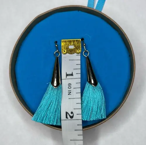 Shiraleah CHICAGO Tallulah Earrings Turquoise Blue Dangle Tassel NWT