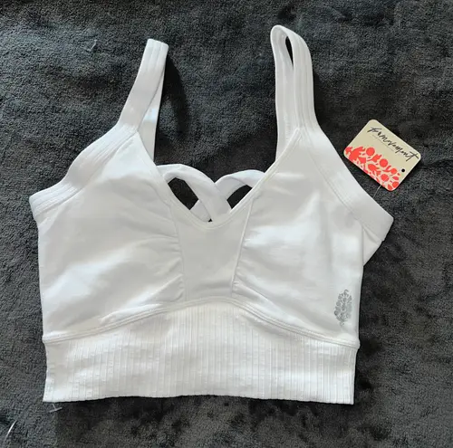 Free People Movement Good Karma Scoop Neck Bra in White