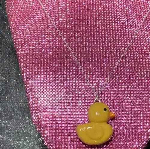 Handmade Sterling Silver 925 Rubber Ducky Necklace Kawaii Jewelry Lolita Scene Candy Goth