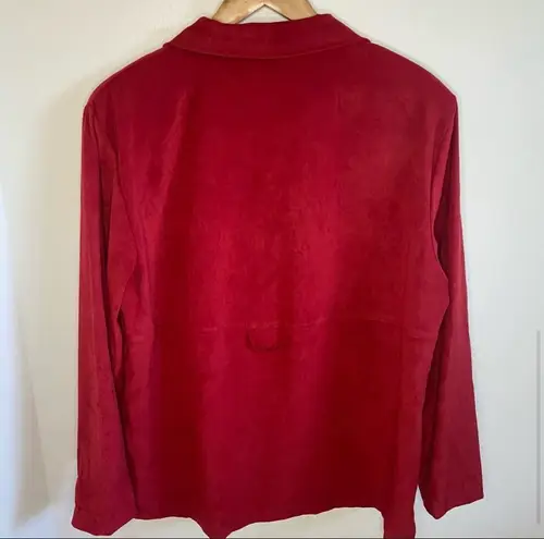 Dress Barn red suede button up long sleeve