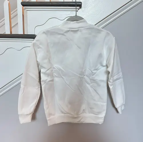 Lebina crew neck plain sweater with balloon sleeve in white Size XS