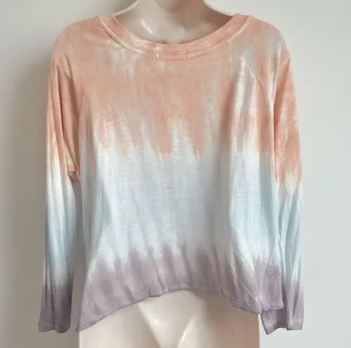 π Dreamsicle tie dye scoop neck relaxed fit long sleeve top orange blue β¦