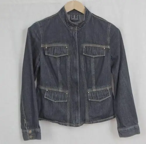INC International Concepts Ladies' Moto Styled Denim Jacket Small Petite Blue Size undefined
