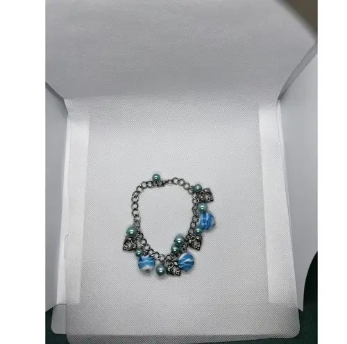 Charm bracelet Dolphin Hearts‎ &blue glass beads fashion jewelry AOV