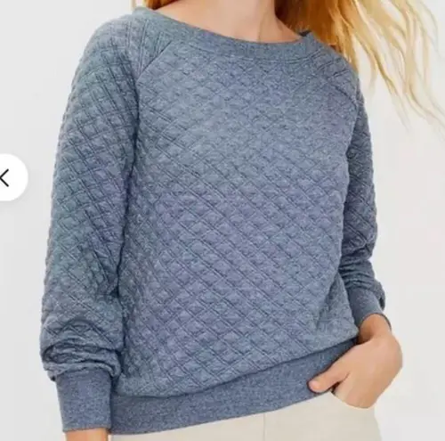 Loft NWT  Quilted Pullover Crewneck Long Sleeve Slate Blue Women's L New